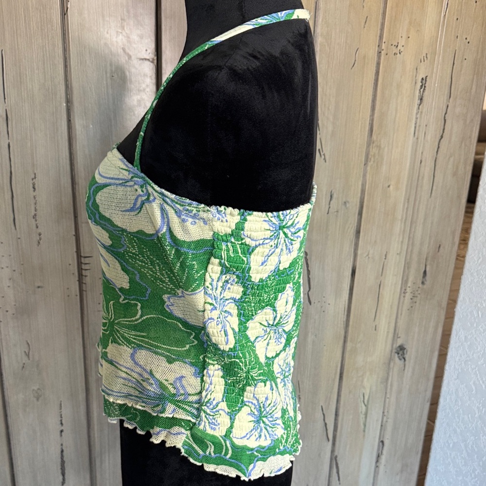 Free people Green Floral Halter Tank Top - Picture 3 of 7